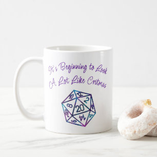 Lila D20 Critmas   RPG Tabletop Role Player Dice Kaffemugg