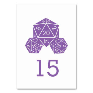 Lila D20 Dice Bröllop Bord kort