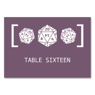 Lila D20 Dice Gamer Bröllop Bord-kort Bordsnummer
