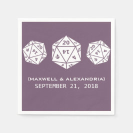 Lila D20 Dice Gamer Bröllop Pappra blöjor Pappersservett