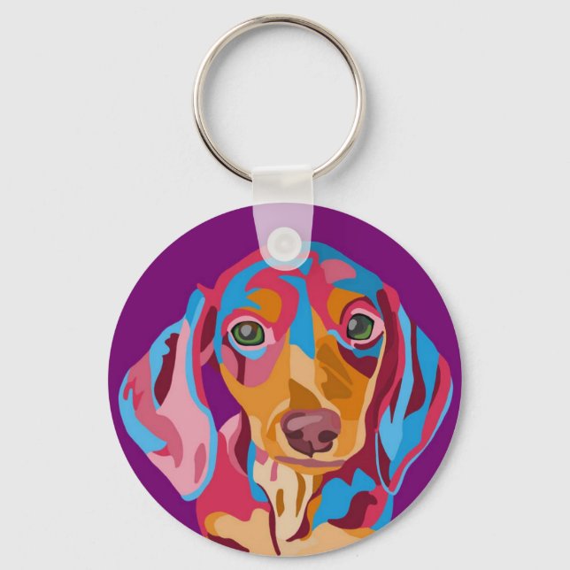 Lila Dachshund Nyckelring (Framsida)