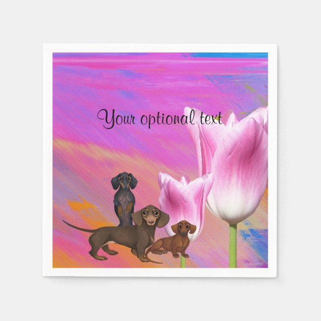 Lila Dachshund Papper Napkins Pappersservett (Framsidan)