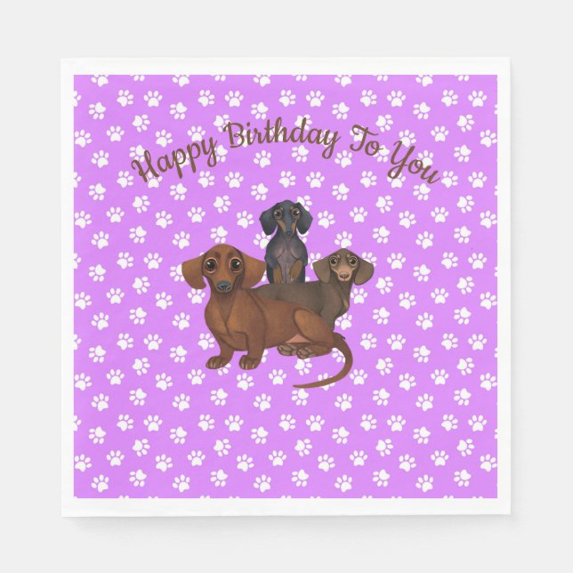 Lila Dachshund Pappra Party Napkins Pappersservett (Framsidan)