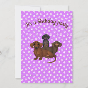 Lila Dachshund Party-inbjudan Inbjudningar