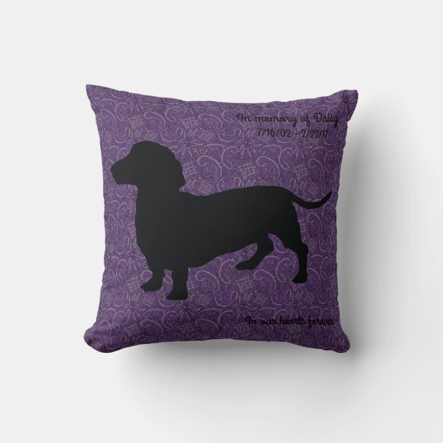Lila Dachshund till minne av påfyllnad Kudde (Framsida)