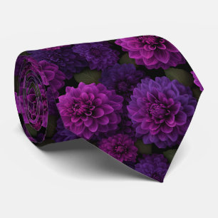 Lila Dahlia Blommönster Slips