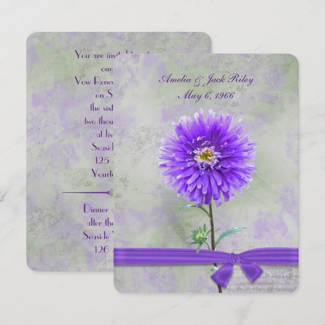 Lila Dahlia Bröllop Vow Renewal Inbjudningar (Fram/baksida)