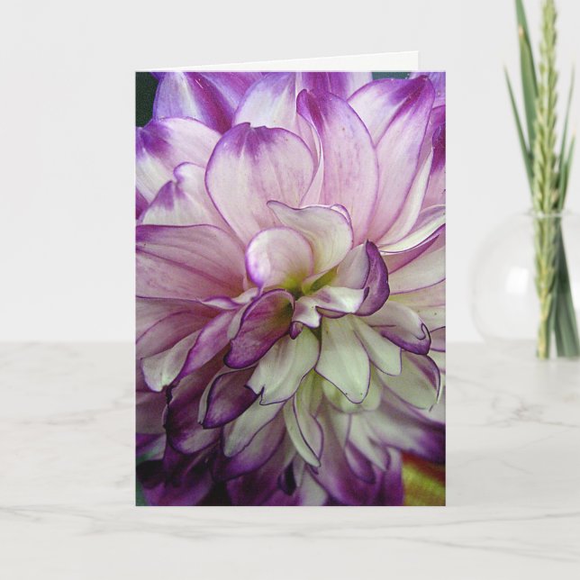 Lila Dahlia Design Blank Notecard Kort (Framsida)