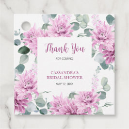 Lila Dahlia Eucalyptus Botanisk Bröllopsfest  Gåvor Etiketter