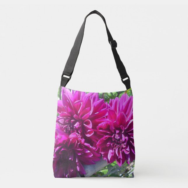 Lila Dahlia Flower Bag Axelväska (Framsida)