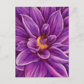 Lila Dahlia Flower Original Art Vykort