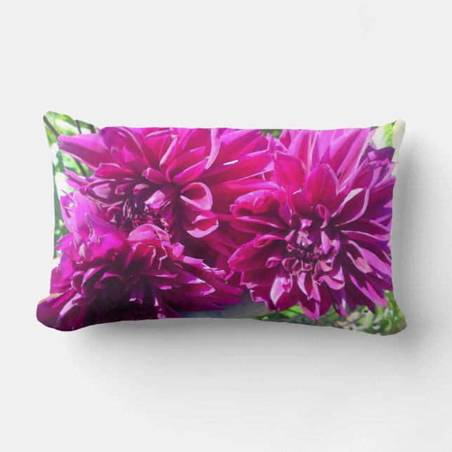 Lila Dahlia Flower Pillow Lumbarkudde (Framsida)