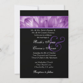 Lila Dahlia Petals Bröllop Metallic Papper Inbjudningar