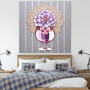 Lila Dahlia Spetsvas Romantisk Nygift Canvastryck