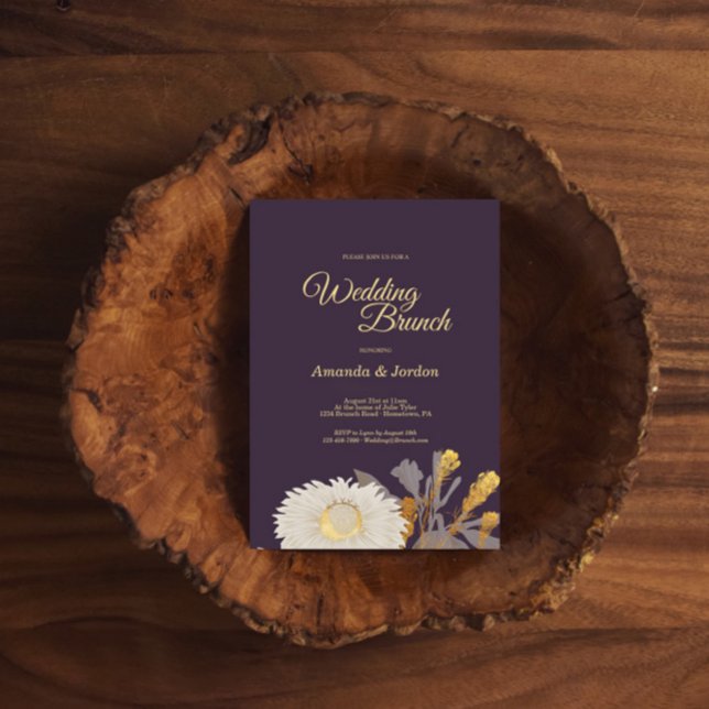 Lila Daisy Antique Bröllop Brunch-inbjudan Inbjudningar (Skapare uppladdad)