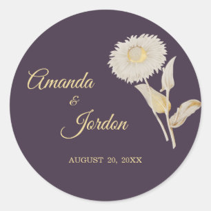 Lila Daisy Antique Wedding Stickers Runt Klistermärke