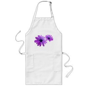 Lila Daisy Apron BeSnyval Blue Flower BBQ Apron Långt Förkläde