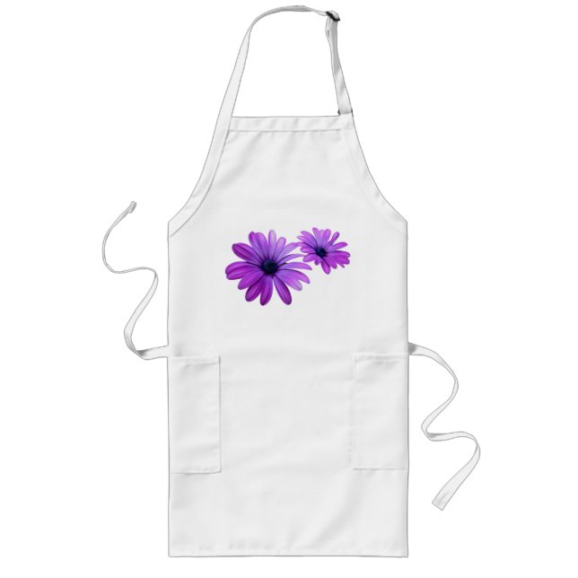 Lila Daisy Apron BeSnyval Blue Flower BBQ Apron Långt Förkläde (Framsidan)