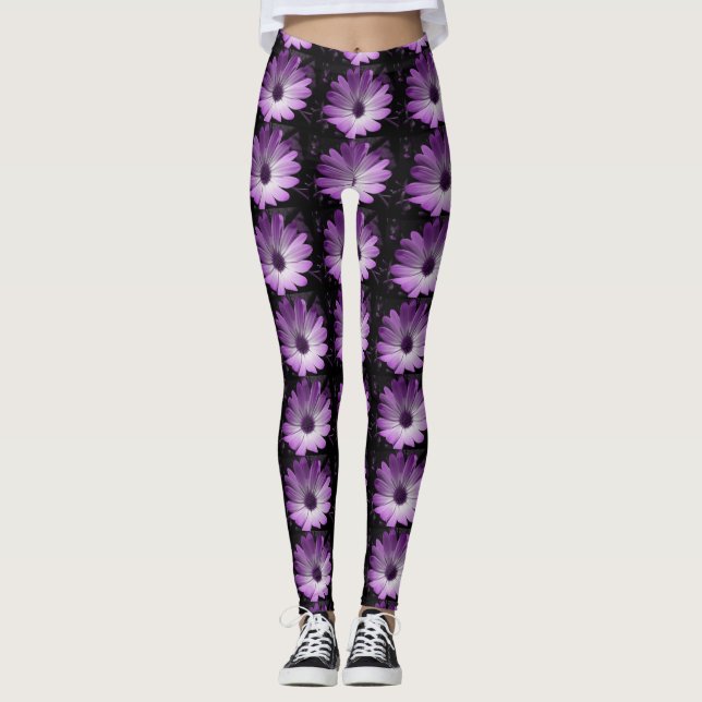 Lila Daisy Blombalkar Leggings (Framsida)