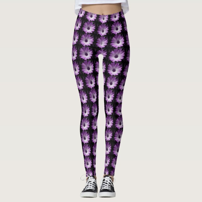 Lila Daisy Blombalkar Leggings (Framsida)