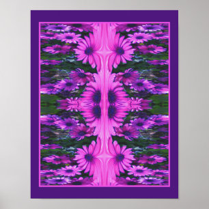 Lila Daisy Blomma Fantasy Blommig Abstrakt Poster