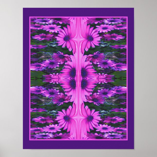 Lila Daisy Blomma Fantasy Blommig Abstrakt  Poster (Framsidan)