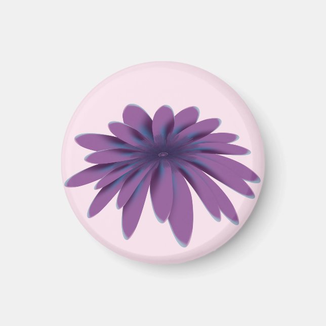Lila Daisy Blomma Illustration | Floral Botanica Magnet (Framsidan)