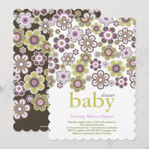 Lila Daisy Blommor Blommor Babyskor Inbjudan
