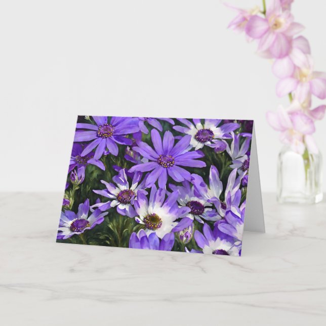 Lila Daisy Blommor Daisy Art Note Card Kort (Orkide)
