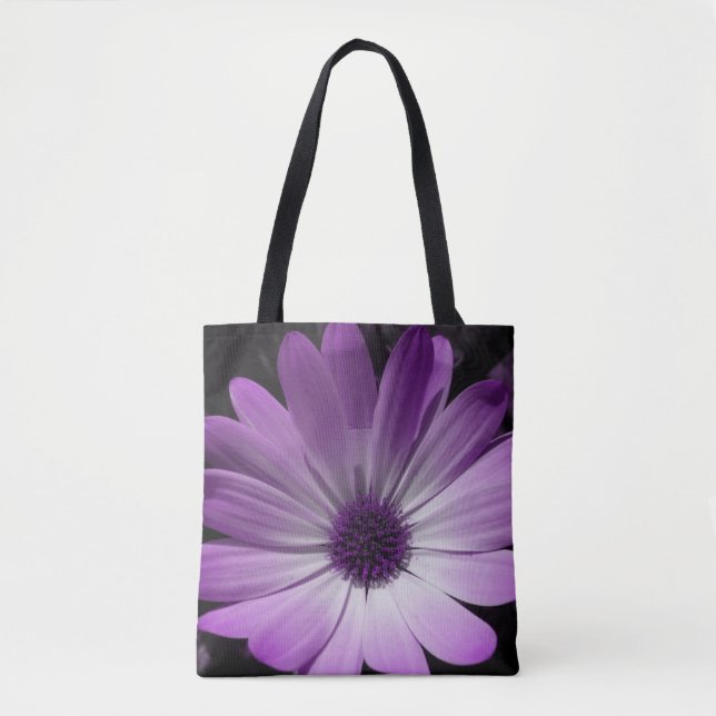 Lila Daisy Blommor Tote Bag Tygkasse (Framsida)
