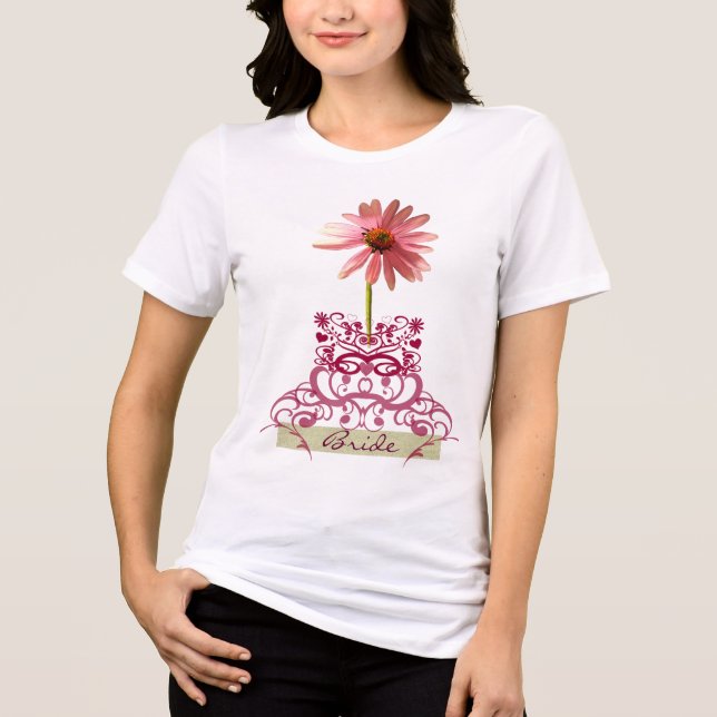Lila Daisy Bride Bröllopsfest Tee Shirt (Framsida)
