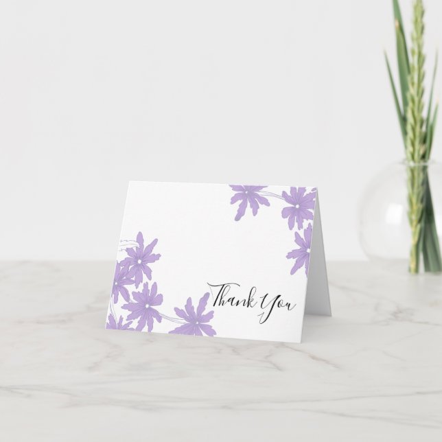 Lila Daisy Bridesmaid Tackkort Card (Framsida)