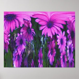 Lila Daisy Flower Fantasy Blommigt Abstrakt Art Poster