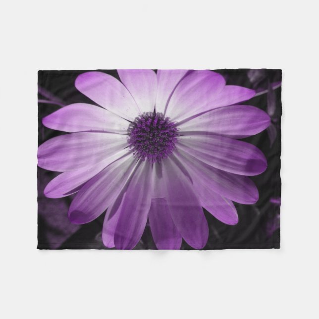 Lila Daisy Flower Fleece Blanket (Framsidan (Horisontell))