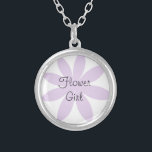 Lila Daisy Flower Girl Bröllop Silverpläterat Halsband<br><div class="desc">Den söt Lila Daisyn Flower Girl Bröllop Necklace gör en unik personlig för bröllop för din Flower Girl. Du kan också ändra texten så att den skapar en muterad gåva. Den här söta och contemporary anpassningsbar blommigt bröllop-halsbandet har en lila daisy med vit bakgrund inuti en sterling silver-pläterad rundbeläggning.</div>