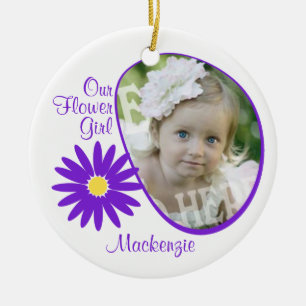 Lila Daisy Flower Girl Photo Julgransprydnad Keramik