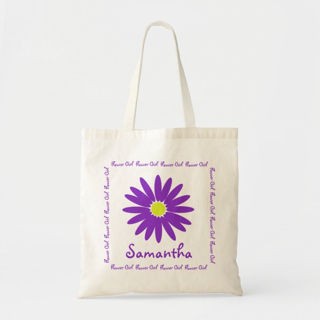Lila Daisy Flower Girl Tygkasse (Framsidan)