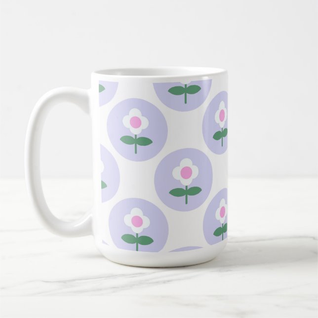 Lila Daisy Flower Mamma Girl Cute Retro Kaffemugg (Vänster)