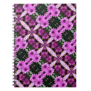 Lila Daisy Flowers Abstrakt Art bärbar dator Anteckningsbok Med Spiral