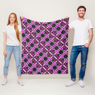 Lila Daisy Flowers Abstrakt design Fleecefilt