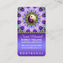 Lila Daisy Flowers Mandala Holistic Healing Visitkort