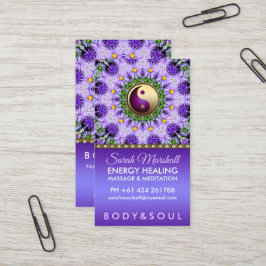Lila Daisy Flowers Mandala Holistic Healing Visitkort