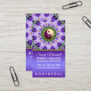 Lila Daisy Flowers Mandala Holistic Healing Visitkort