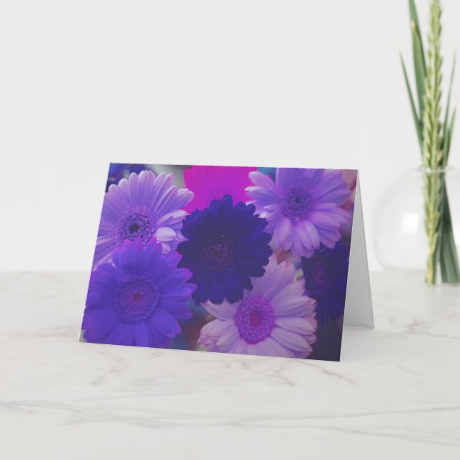 Lila Daisy Flowers Photo Note eller Greeting Card Kort (Framsida)
