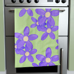 Lila Daisy Grönt Retro Flowers Kitchen Towel Kökshandduk<br><div class="desc">Om du tycker om dina kökshanddukar så är det här för dig. Lila och grönt!</div>