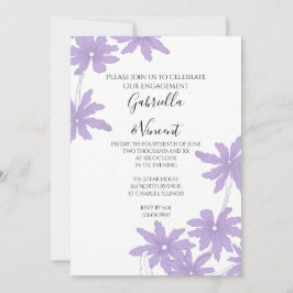 Lila Daisy på vit Förlovningsfest Inbjudningar