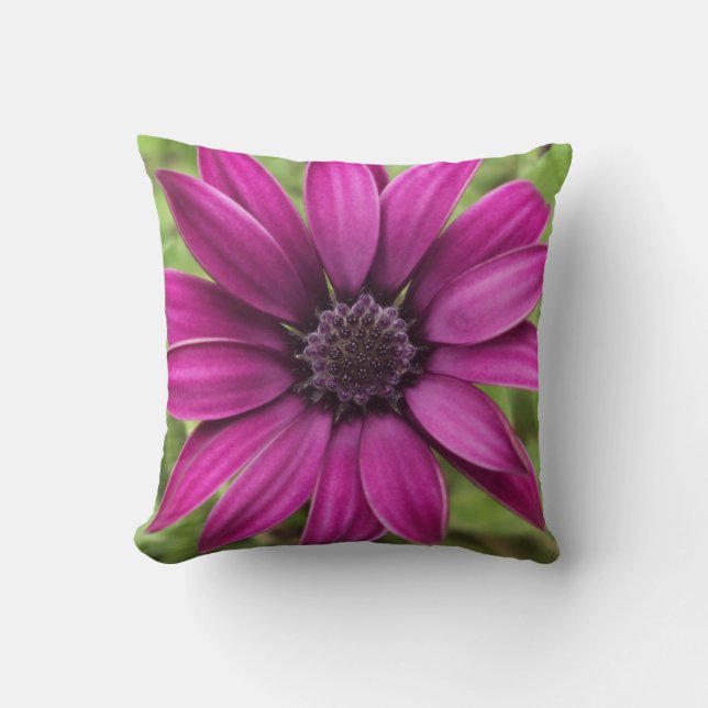 Lila Daisy Polyester Kudde (Framsida)