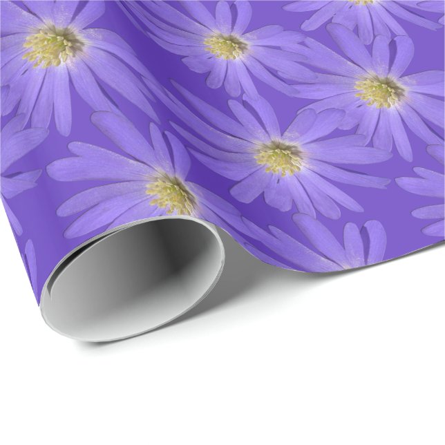 Lila Daisy Wrapping Papper Personalize Gift Papper Presentpapper (Rullad Hörn)