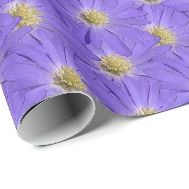Lila Daisy Wrapping Papper Personalize Gift Papper Presentpapper (Rullad Hörn)