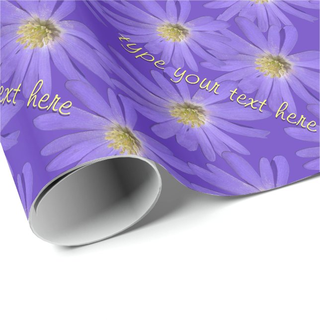 Lila Daisy Wrapping Papper Personalize Gift Papper Presentpapper (Rullad Hörn)
